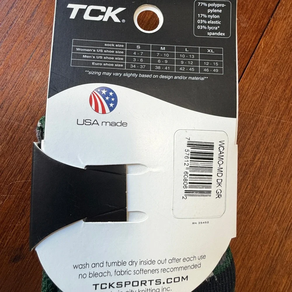 TCK Performance Woodland Camo Over The Calf Athletic Socks M Green Grey NEW